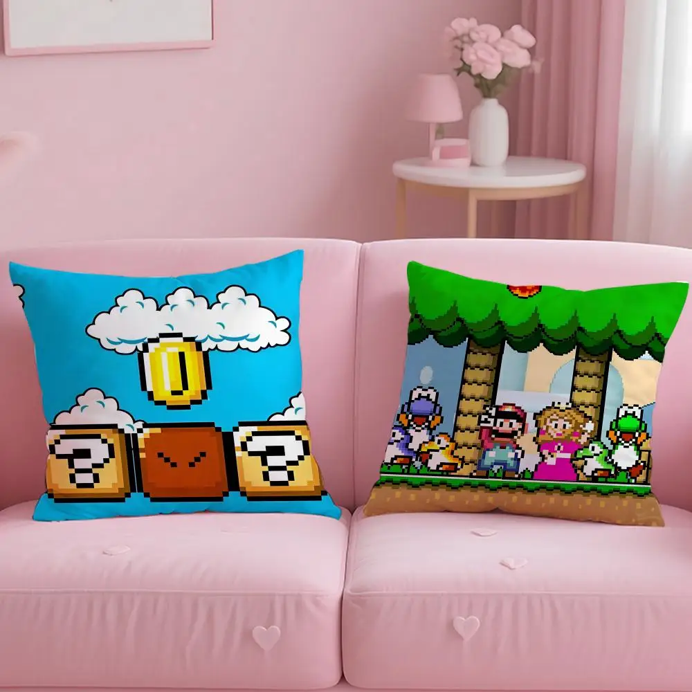 S-Super Cute Style M-MarioS Cushion Cover Comfortable Reversible Pillow Cover Ideal for Car Sofa Bedroom & Beyond