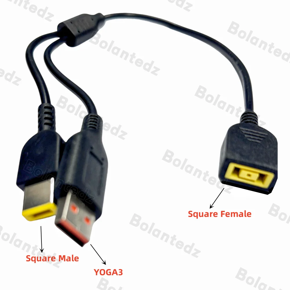 7.9*5.5mm Female Jack To Square Male Plug Y Type Splitter Cable Cord For IBM Lenovo Thinkpad Yoga 3 4 700 900 Notebook Charger