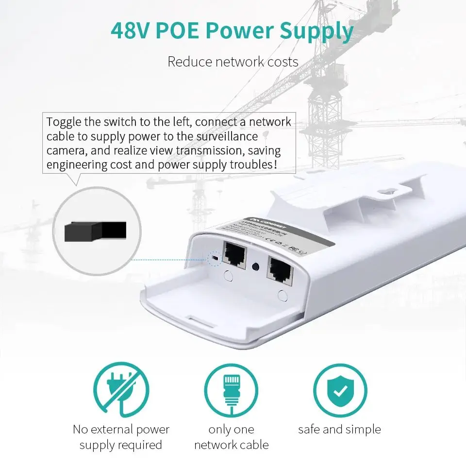 Imagem -06 - Extensor Wifi ao ar Livre Cpe Roteador 300-900mbps Ponte Wifi à Prova de Intempéries Alta Potência Amplificador sem Fio Repetidor 48v Poe 5km Pcs