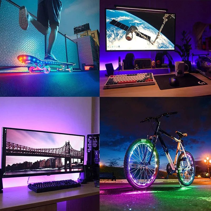 RGB Color Changing Flexible Battery Operated LED Lights with 24 Keys Controller for Bedroom, Desk, Home, Room, TV Camping DIY