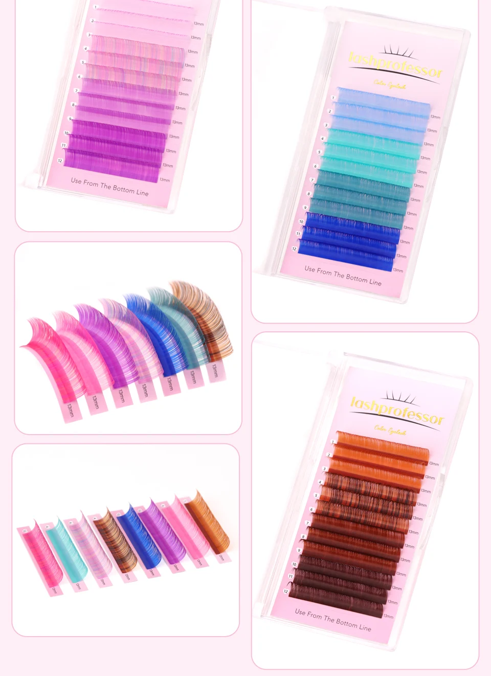 Farbige Einzelwimpern mit Farbverlauf für Cosplay, Nerzwimpern für Make-up in Gelb, Rot, Grün, Lila, Blau, Braun, Rosa, Wimpernverlängerung – Detail 13