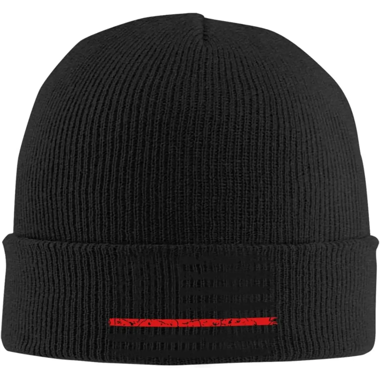 Red Line Beanie for Men Women Winter Soft Warm Knit Cuffed Hats Skull Cap Soft Warm Winter Hat Stretch Knit Beanies Print