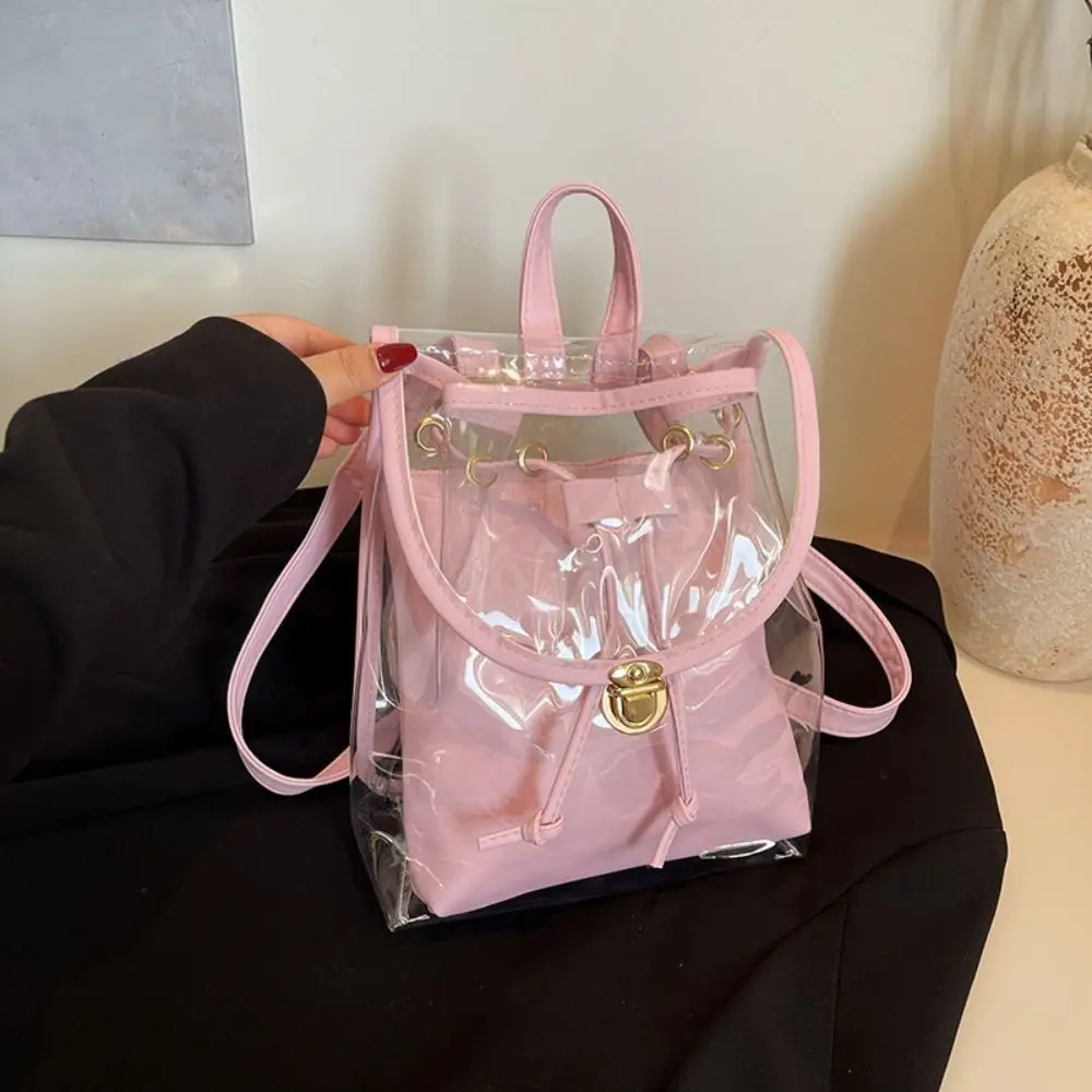 

Универсальный рюкзак для ноутбука из ПВХ, большой вместимости, стильный школьный рюкзак, водонепроницаемая прозрачная сумка для кемпинга, дорожная сумка