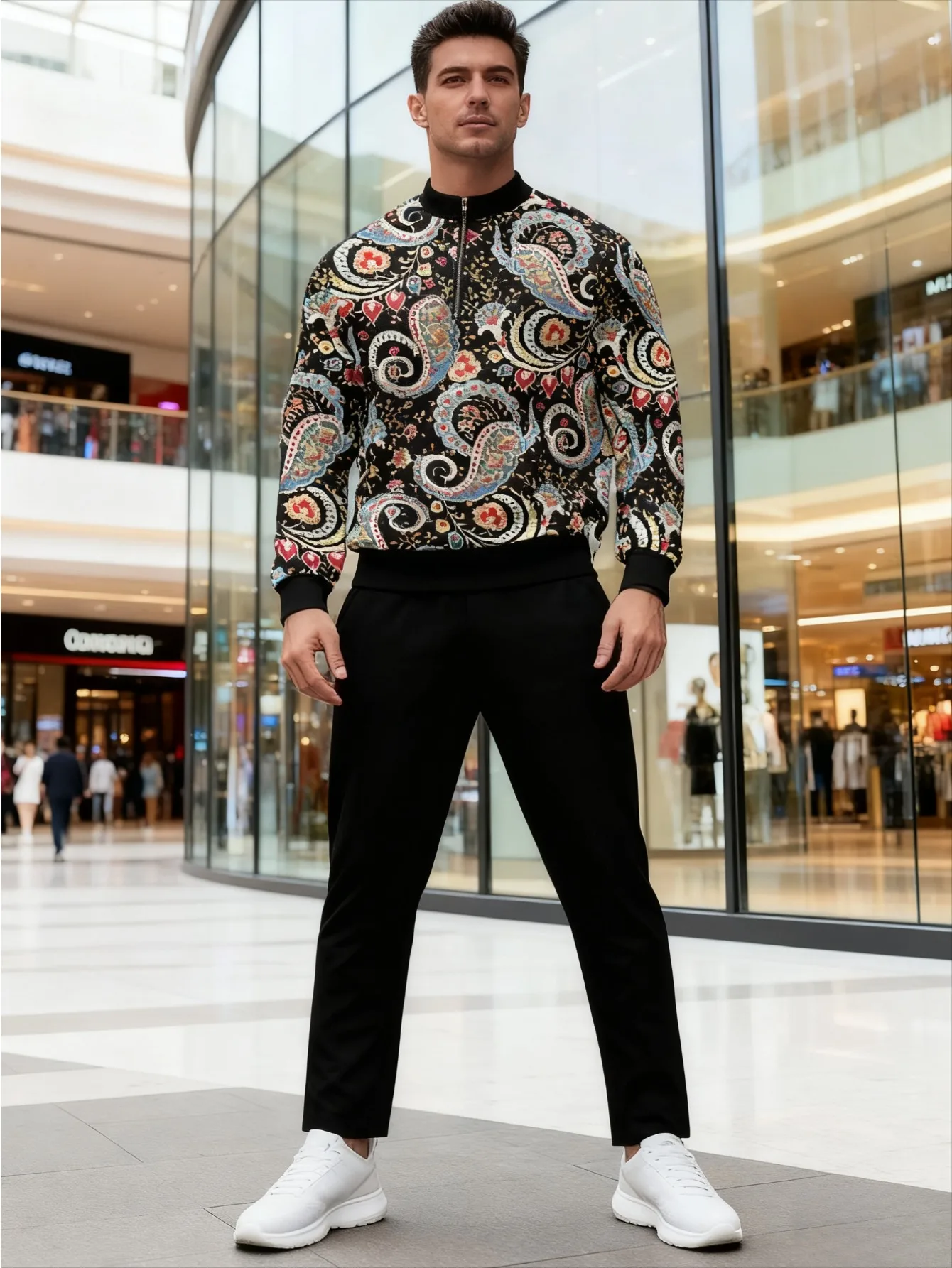 Conjunto de 2 piezas, conjunto deportivo de manga larga y pantalones largos a la moda para hombres europeos y americanos