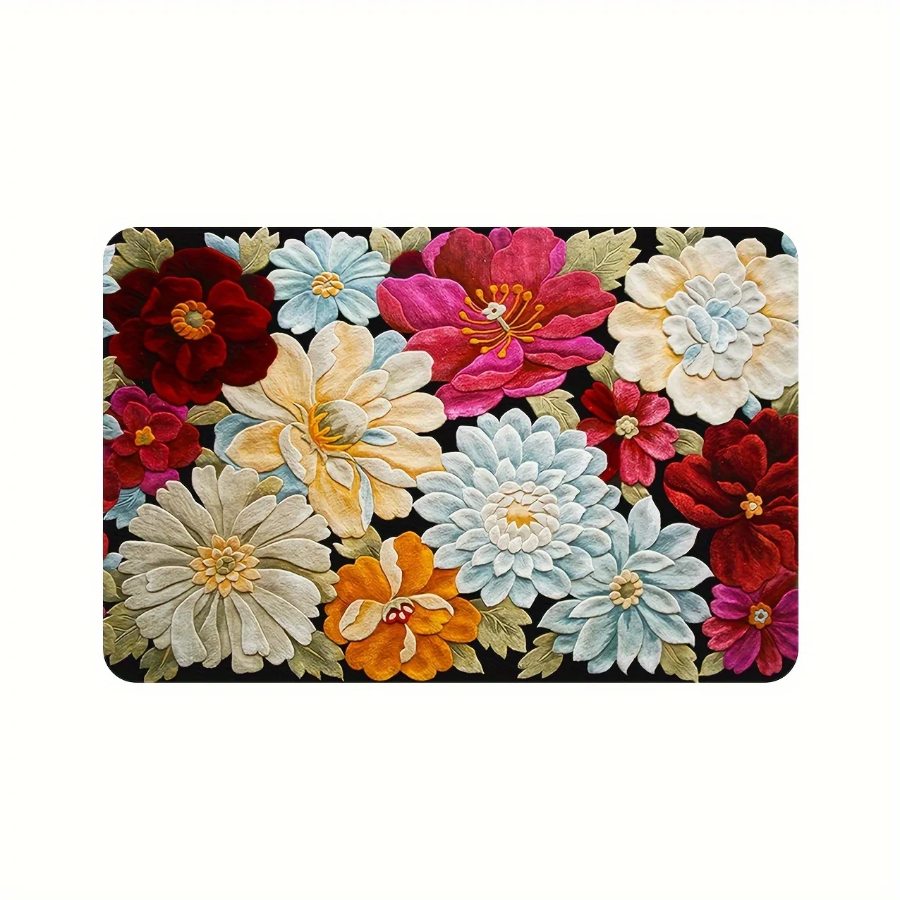 1pc Floral‑Print Welcome Doormat, Non‑Slip Hand‑Washable Floor Mat for Entryway, Bedroom, Home Decor