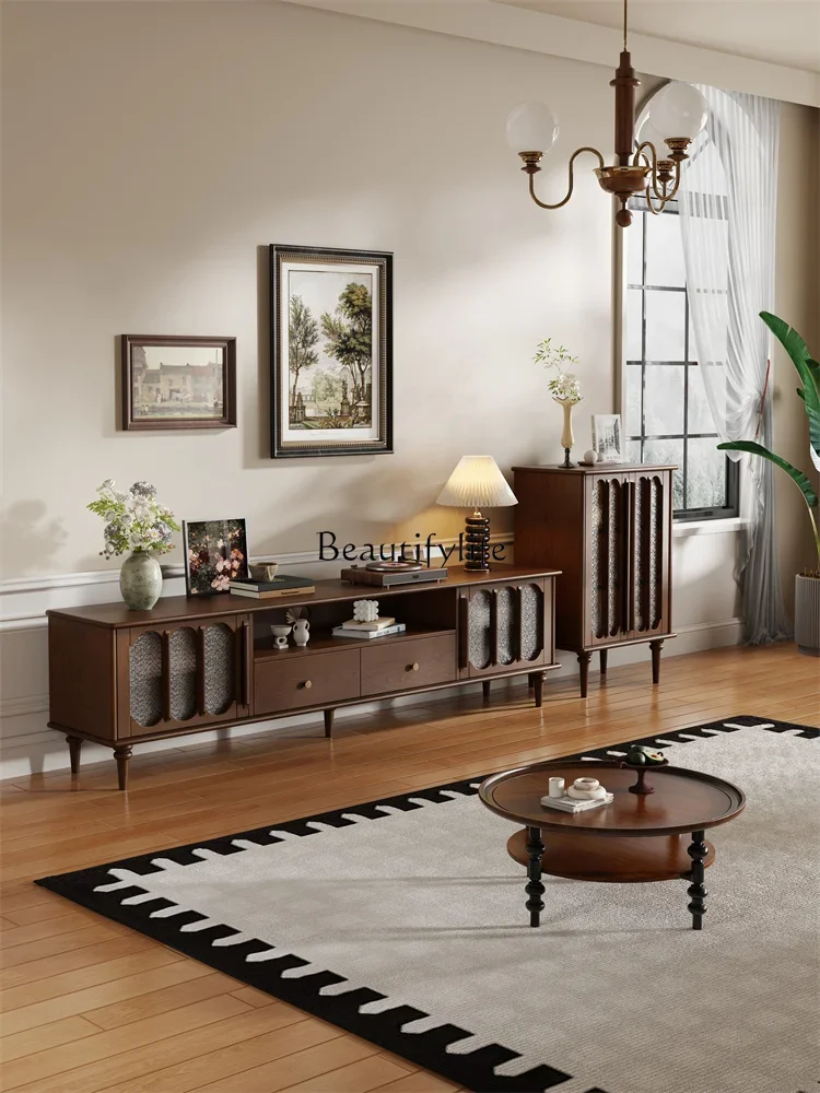 01Lخزانة تلفزيون من الخشب الصلب في العصور الوسطى خفيفة فاخرة ذات إحساس عالٍ وخزانة تلفزيون فرنسية قديمة #4