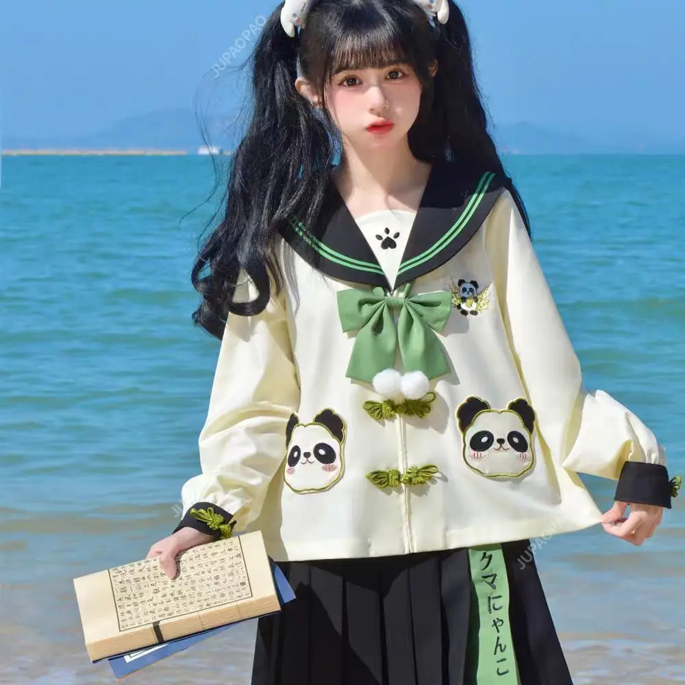 New Cute kindergarten jk uniform panda loose sailor suit  school girl  school uniform cosplay women cosplay  japanese fashion