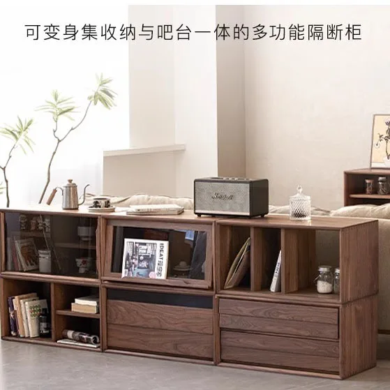 

Customizable Black Walnut Module TV Free Combination Low Cabinet Display Locker
