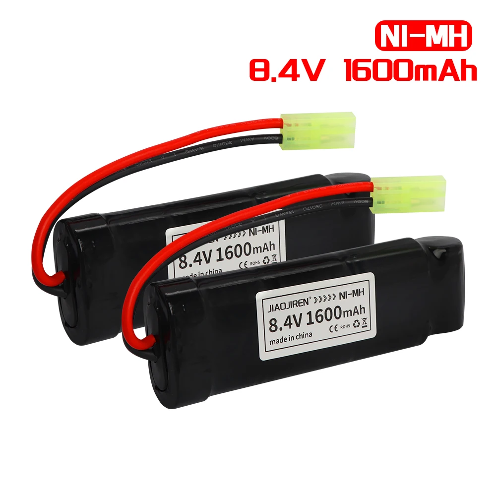 

NiMH 1600mAh 8.4V Airsoft Battery Flat Pack Batteries with Mini Tamiya Connector for Air Gun MP5 M60 Scar M249 M240B G36