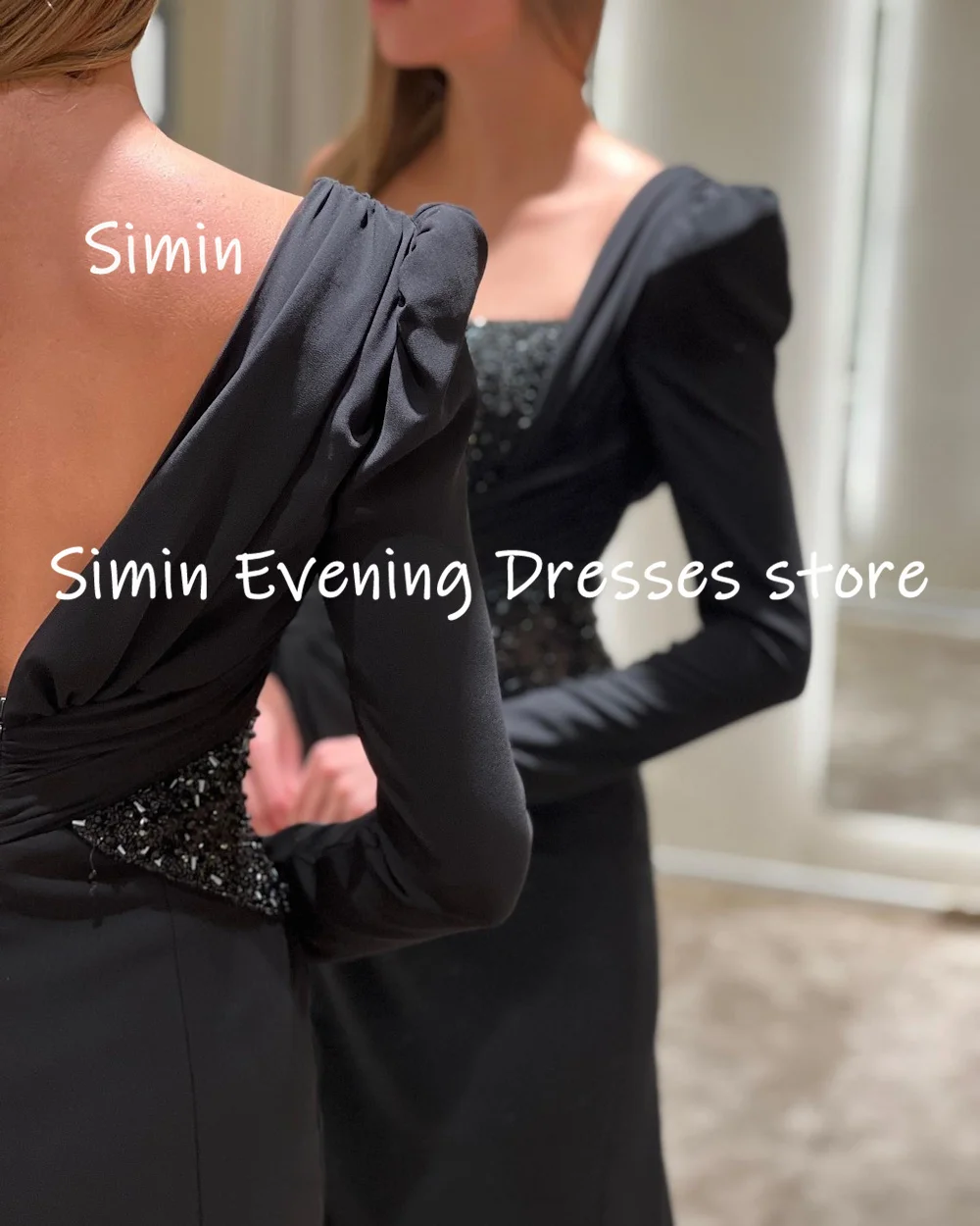 Simin-vestido de satén con hombros descubiertos para mujer, traje Formal de sirena con volantes, largo hasta el suelo, elegante, para fiesta y noche, 2023