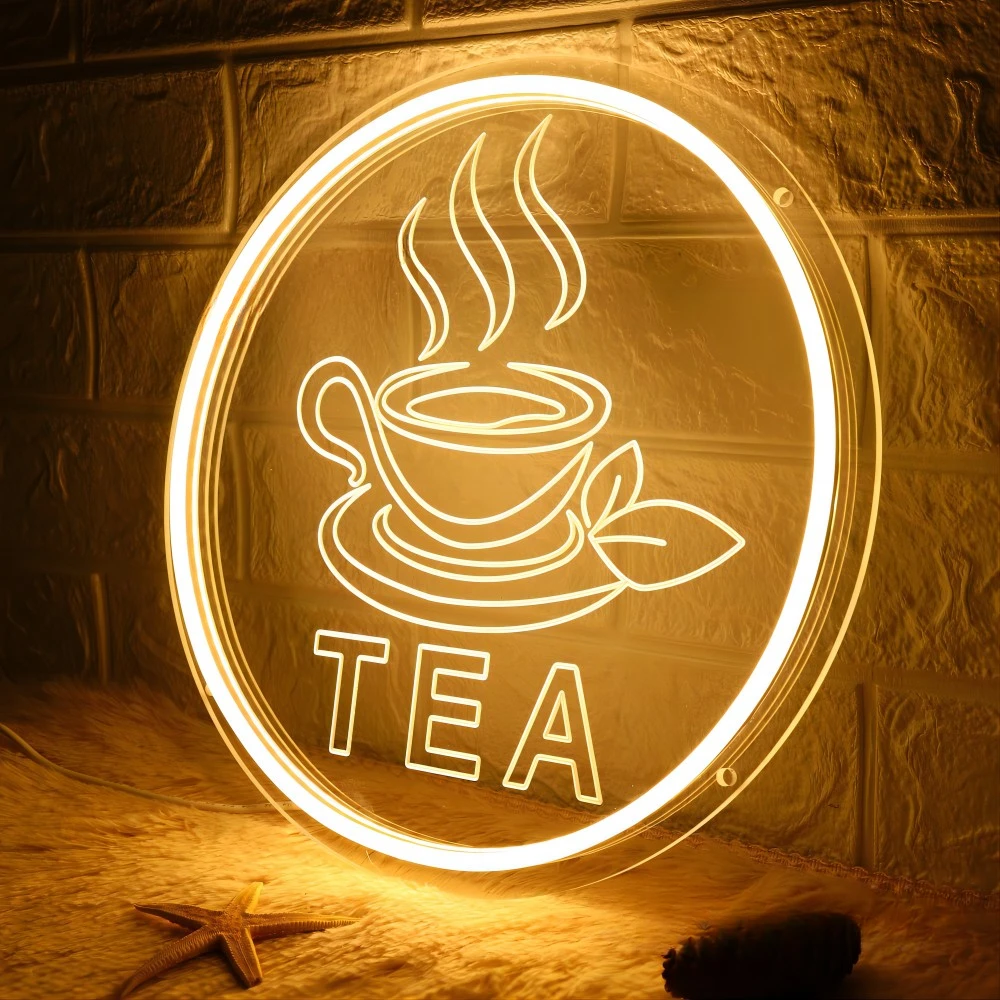 Tea Neon Sign Engrave Personlity LED Lights For coffee shop Decoration Neon on The Wall Frames Room Decors Support Custom 12 Col