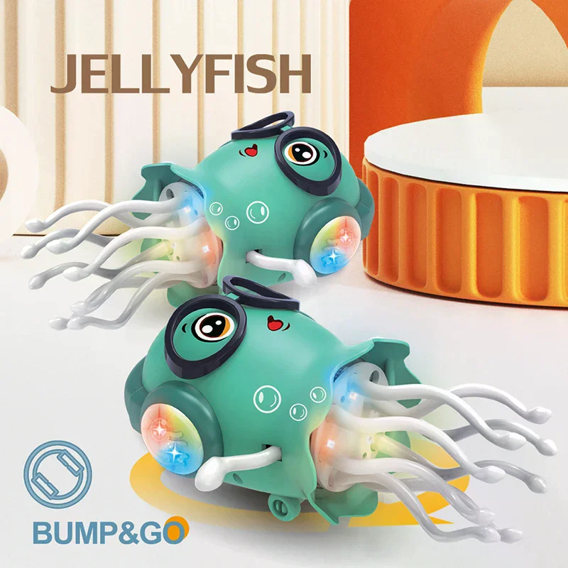 Грайливая игрушка-медуза для ползания времени на животик; включает количество танцев, ходьбы, музыки и предотвращает препятствия.