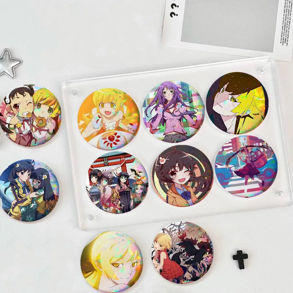 M-Monogatari S-Series For Badge Fashion Laser Holographic Effect Badge Custom Design Metal Lapel Pin Brooch For Backpack Decor