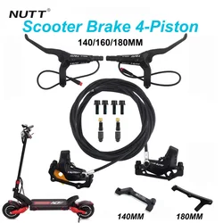 NUTT 4 Piston Y-5 Hydraulic Disc Brake Power-off Oil Disk Caliper 140/160/180mm Normal/Reverse Mount for Electric Scooter Brake