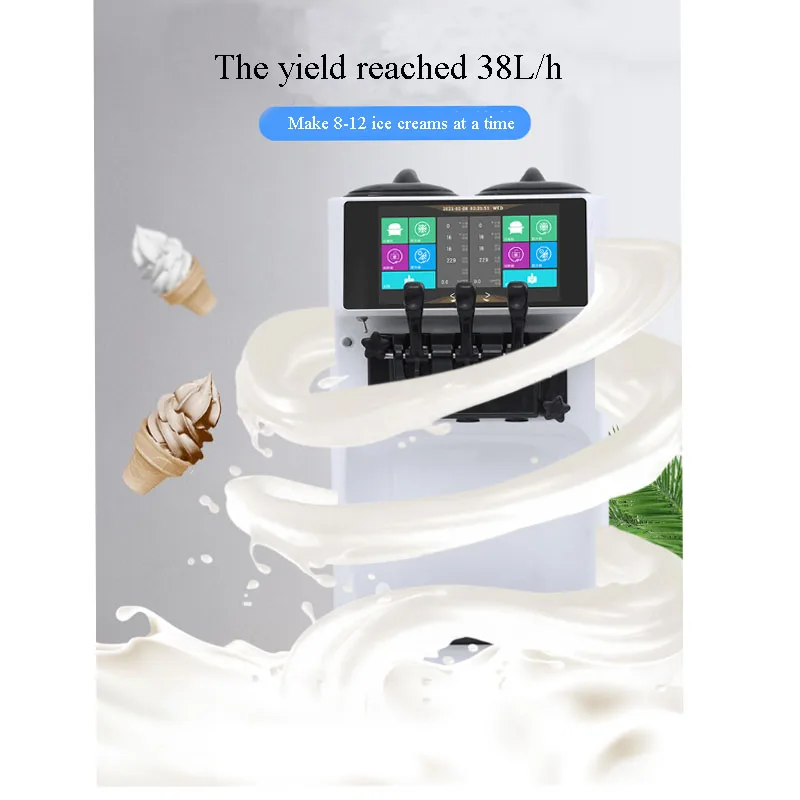 Máquina Eléctrica de escritorio para hacer helados, aparato eléctrico pequeño y comercial de tres sabores, 220V