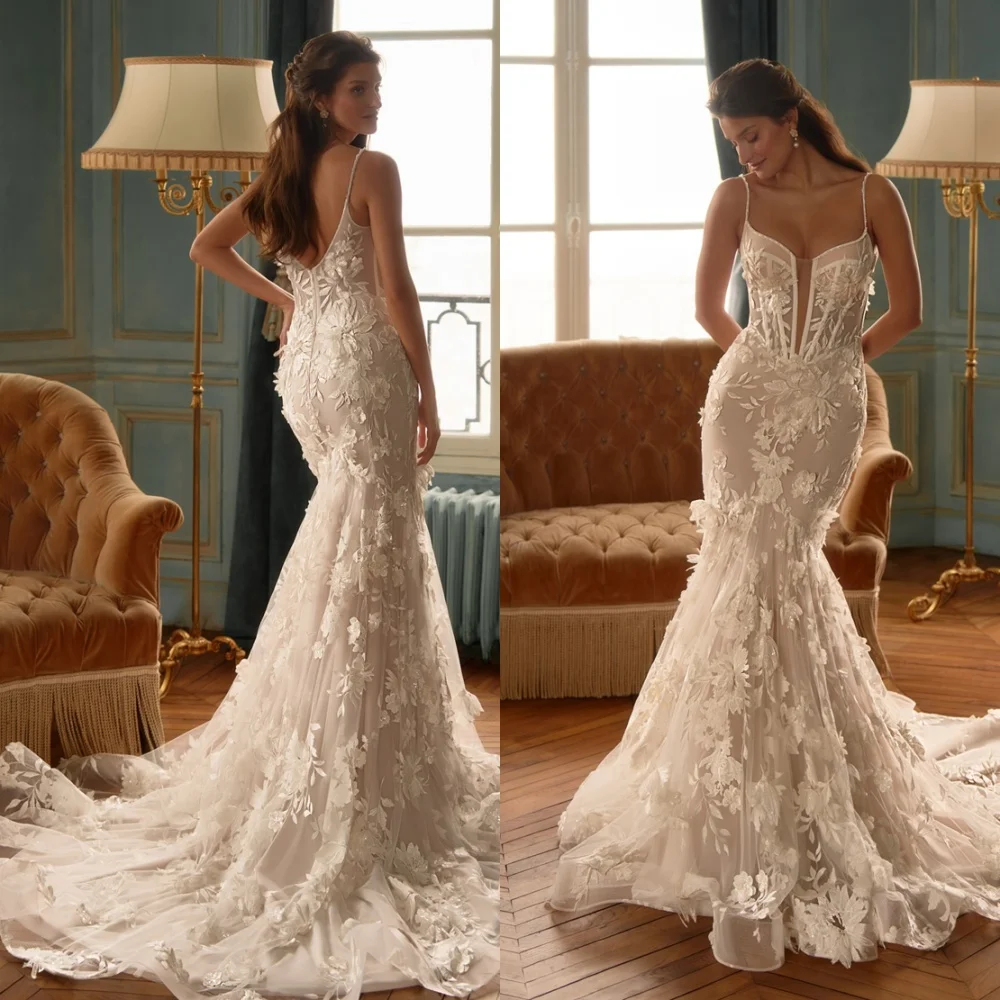 Очаровательное белое тюлевое свадебное платье по индивидуальному заказу, элегантное свадебное платье без бретелек на бретельках, изысканное свадебное платье на молнии сзади