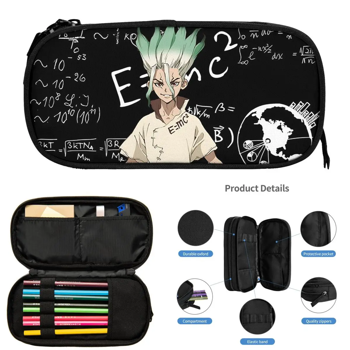 

Senku Ishigami Dr Stone Apan Anime Pencil Cases for Student Gifts Pen Box Pencil Bag Large Storage Pencil Pouch Pen Holder