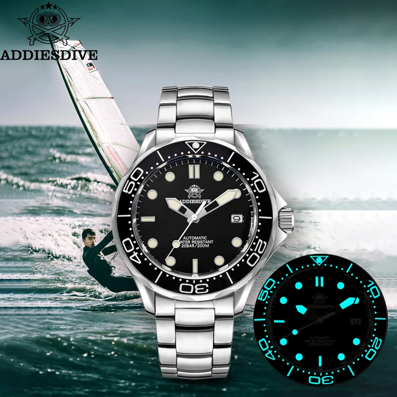 

ADDIESDIVE Automatic Mechanical Watches BGW9 Blue Luminous NH35A Sapphire Crystal 200m Diving Men Luxury Watch Reloj Hombre