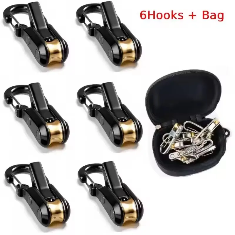 2/6/12pcs Rope Fasteners & Tensioner with Storage Bag Heavy‑Duty Retractable Buckle Fits 4‑6mm Diameter Rope for Outdoor Camping