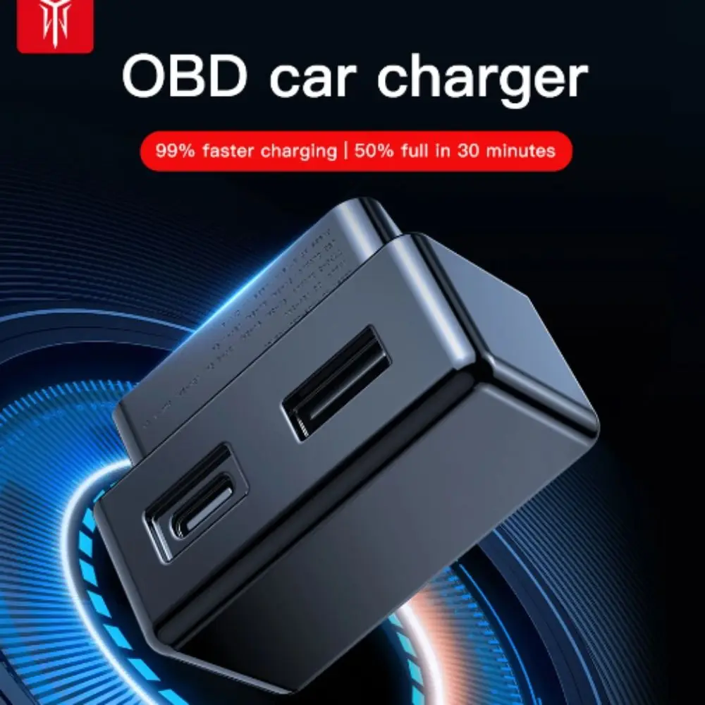 1 шт. адаптер OBD с двумя головками, настенный адаптер для зарядки, разъем OBD, удлинитель USB Type-C, автомобильное зарядное устройство OBD