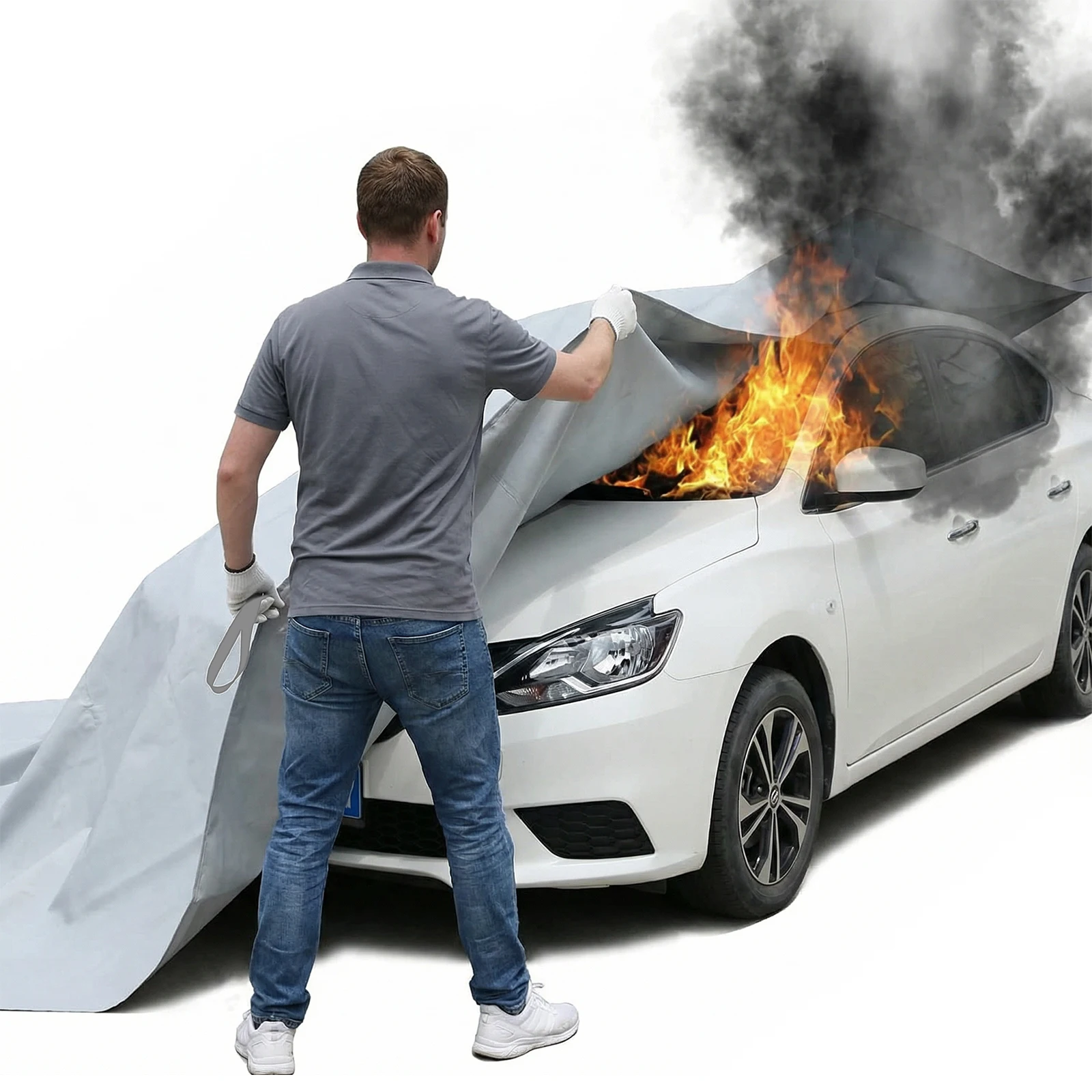 

Emergency Fire Suppression Blanket Silicone Coated High Temperature Resistant Fabric for EV Battery & Engine Fires