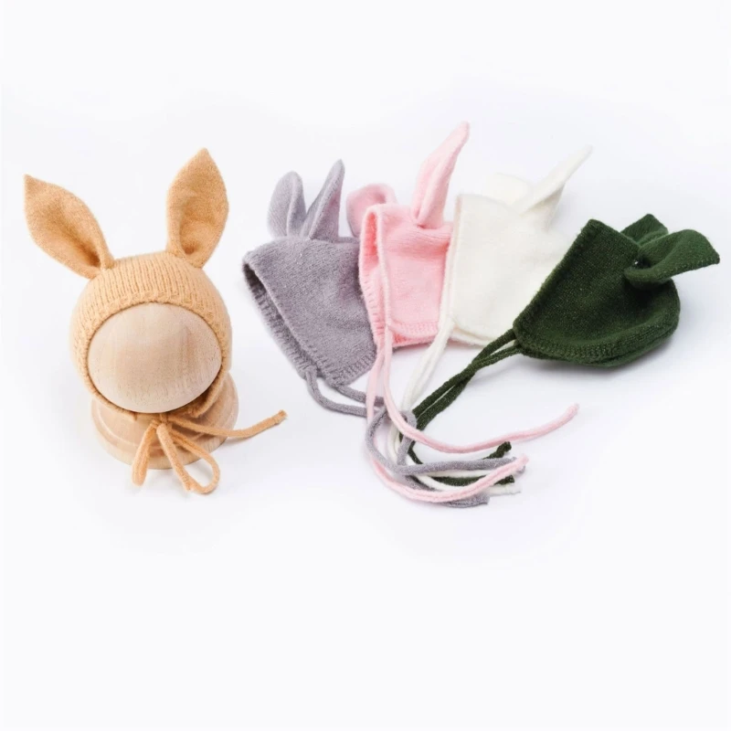 Newborn Photography Props 0-1M Baby Photo Shooting Props Rabbit Ear Hat Baby Photo Hat Costume Infant Knitting Headdress