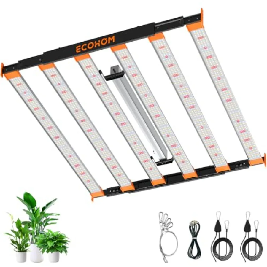 

800W LED Grow Light 5x5ft Coverage Full Spectrum Daisy Chain Indoor Growing Lamp Dimmable Retractable Bar Style for Greenhouse