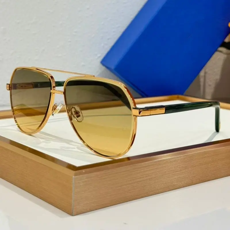 Luxury Full Frame Pilot Sunglasses 80130 Men Women Alloy and Acetate Temple  Designer Eyewear SIZE 63-13-143