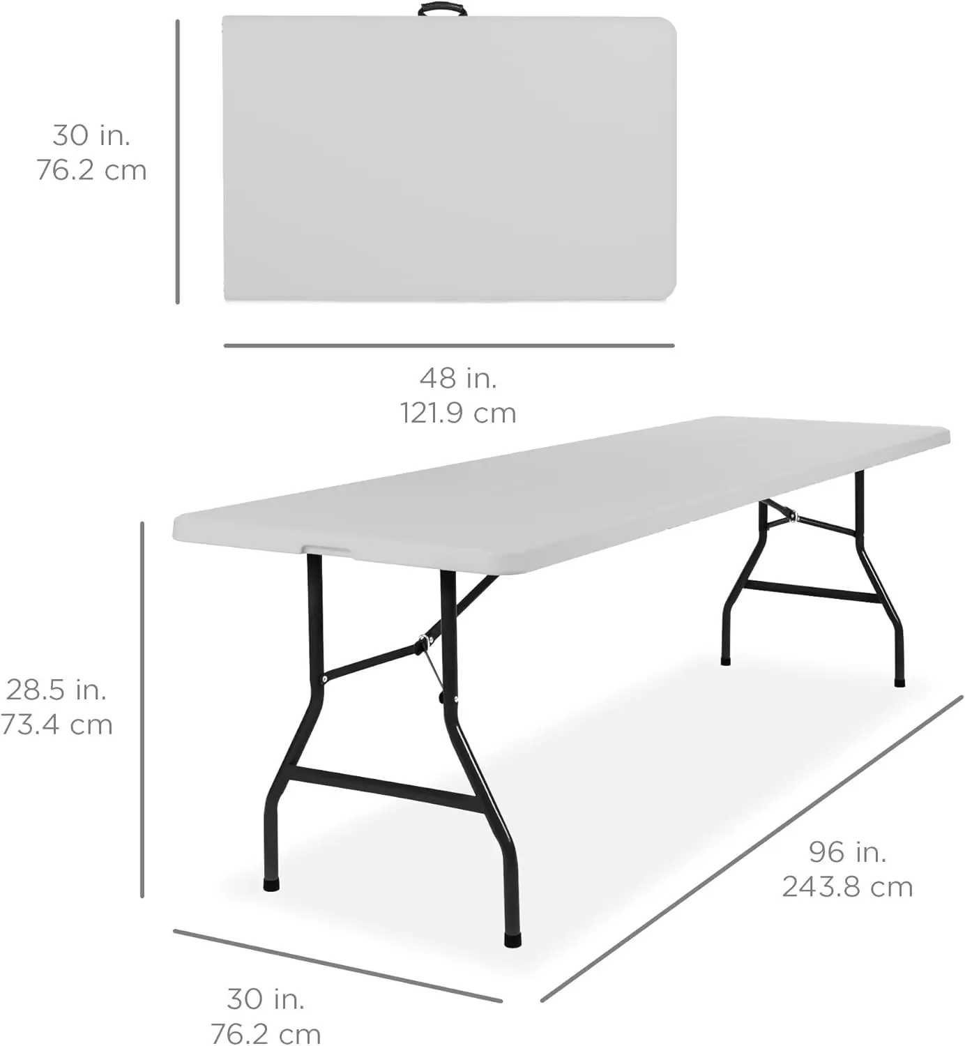 Choice Products 8ft Plastic Folding Table, Indoor Outdoor Heavy Duty Portable w/Handle, Lock for Picnic, Party, Pong, Camping -