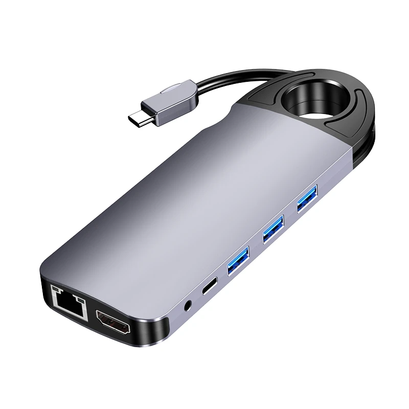 

Type C Hub, 10-In-1 Type C Docking Station to HDMI VGA Gigabit Ethernet 3 USB 3.0 SD/TF Card Reader 3.5mm, Hub Adapter