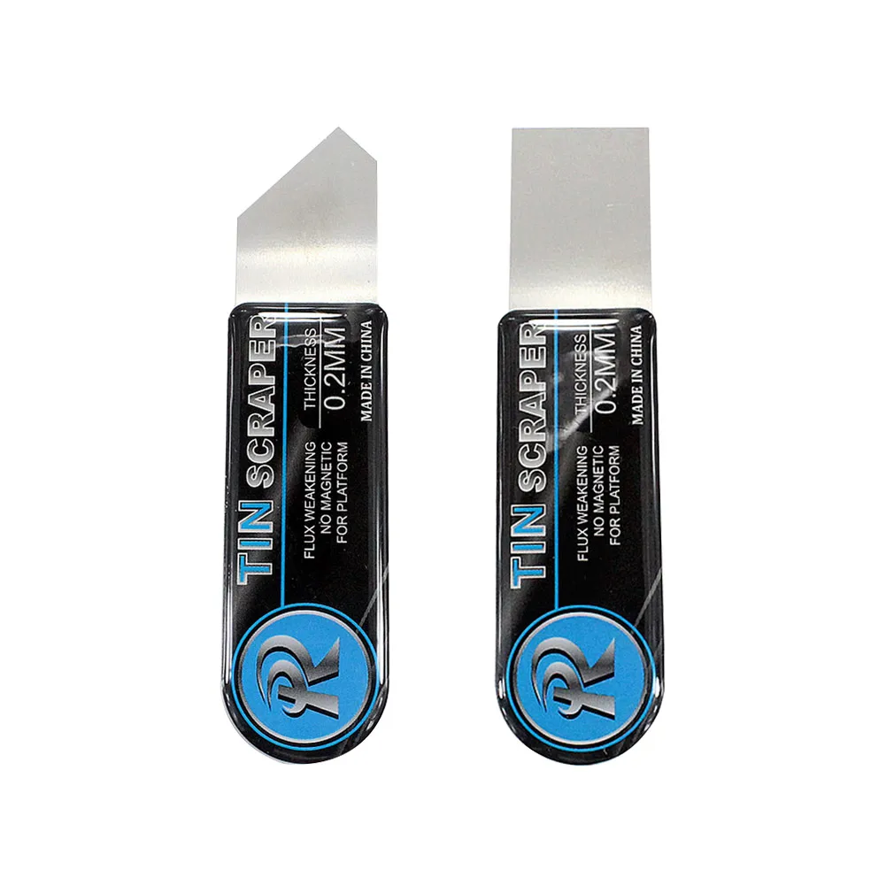 Raspador de estaño de pasta de soldadura de 2 piezas, Spudger plano de acero inoxidable delgado de 0,2mm para reparación de placa base de teléfono móvil BGA