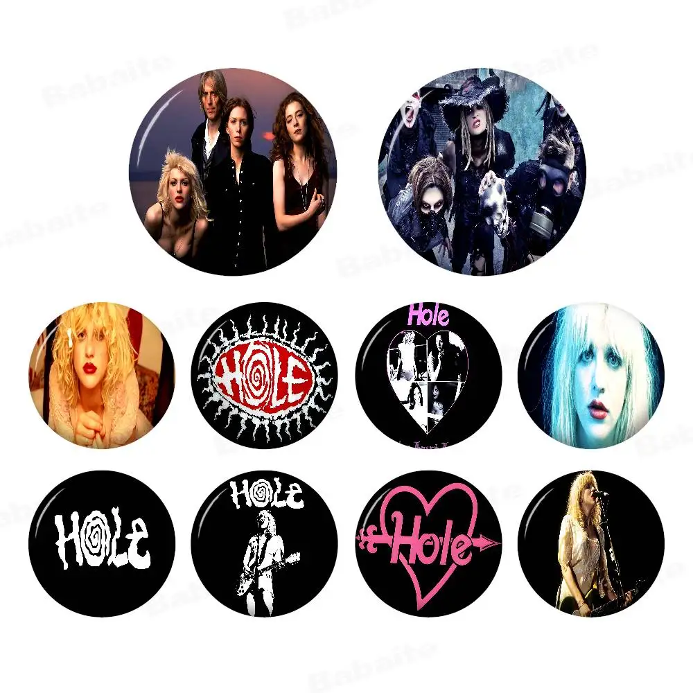 Rock Band Hole Photo Brooches Creative Round Badge Gifts Pins 32/44/58mm