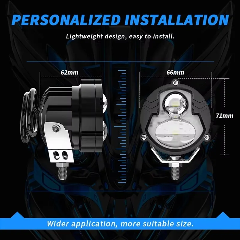Car Motorcycle Spotlight LED Dual Color External Spotlight Far & Near Off-road Vehicle Truck Motorcycle Modified Work Headlight