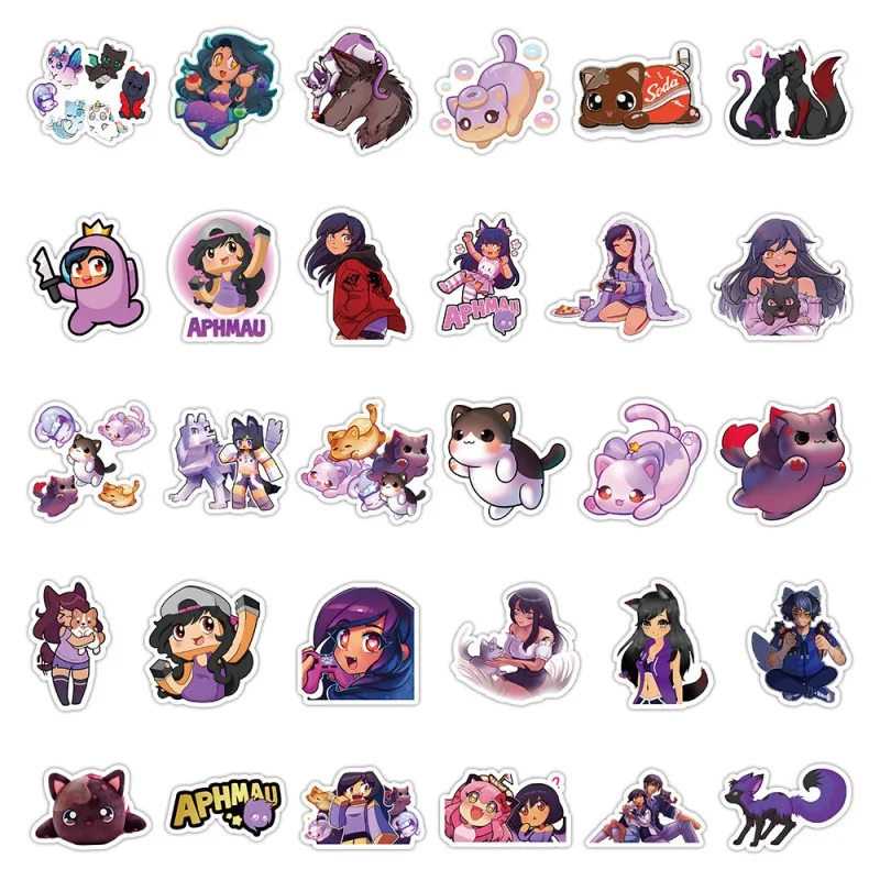 10/25/50Pcs Cool Game Aphmau Cartoon Stickers Graffiti Waterproof Sticker Luggage Suitcase Notebook Laptop Motorbike Kid Gift