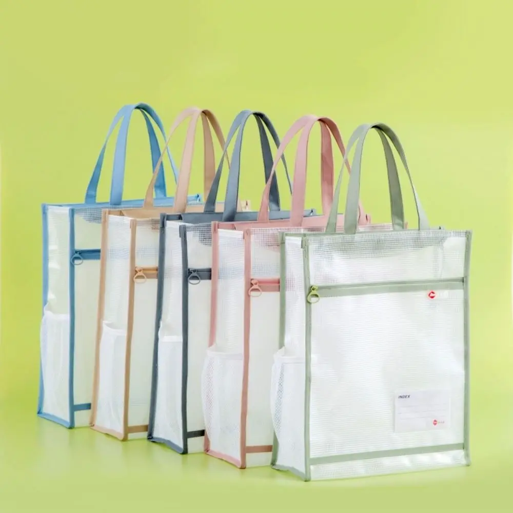 Clear A4 File Storage Bag Thickened Multi-layer Data Document Bag with Handle Waterproof Zipper Pouch Bag Book Storage Bag
