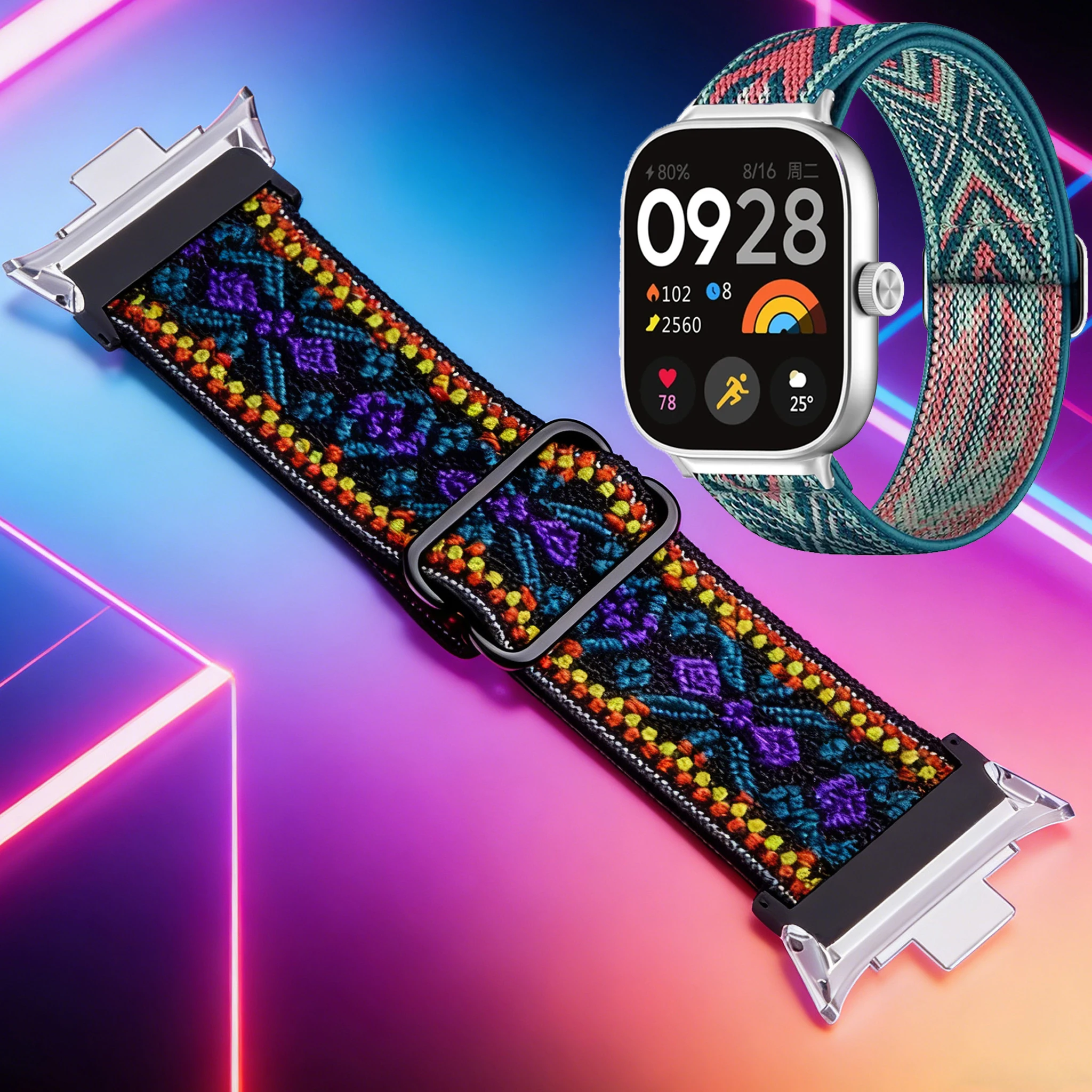Elastisches Nylonarmband für Xiaomi Mi Band 8 9 Pro Ersatzarmband Damen Herren Solo geflochtenes Uhrenarmband Schlaufe Redmi Watch 4 5 6 Armband