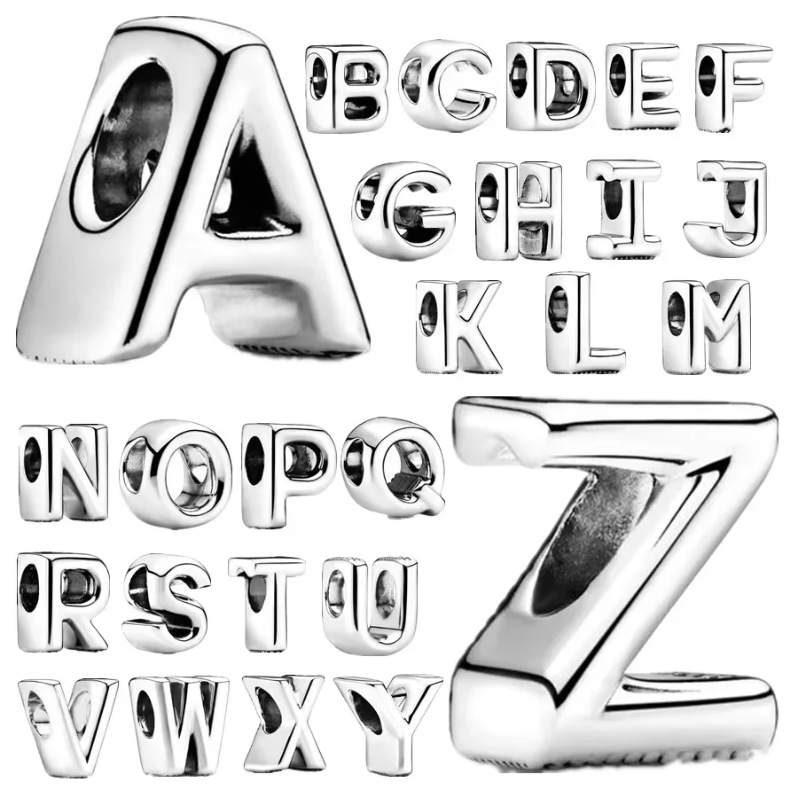 

Hot Sale Classic Silver-Plated 26 Letter Alphabet A-Z Charm Beads Fit Original Europeans Bracelet Pendant Women DIY Fine Jewelry
