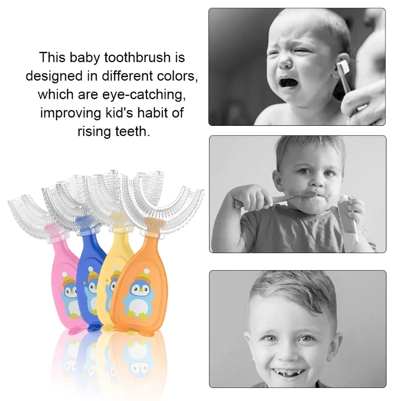 2PCS Silicone Portable U-Shaped Double-Sided Toothbrush Newborn Baby Reusable Training Brushes Sensory All Rounded Gadget