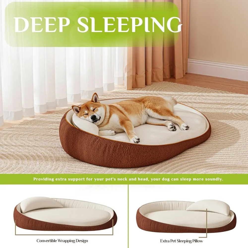 سرير دعم فاخر لتقويم العظام للكلاب مقاس XL، توسيد إسفنجي عالي الكثافة مع وسائد إضافية، جزء سفلي مضاد للانزلاق كبير جدًا