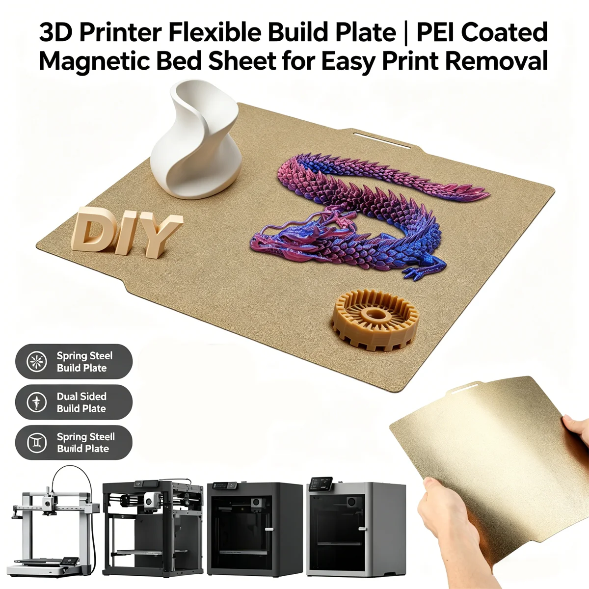 

Textured PEI Build Plate 257 x 275mm for Bambu Lab P1P P1S X1 X1C A1 3D Printer 0.7mm Spring Steel Bed Sheet Anti-Warping Plate