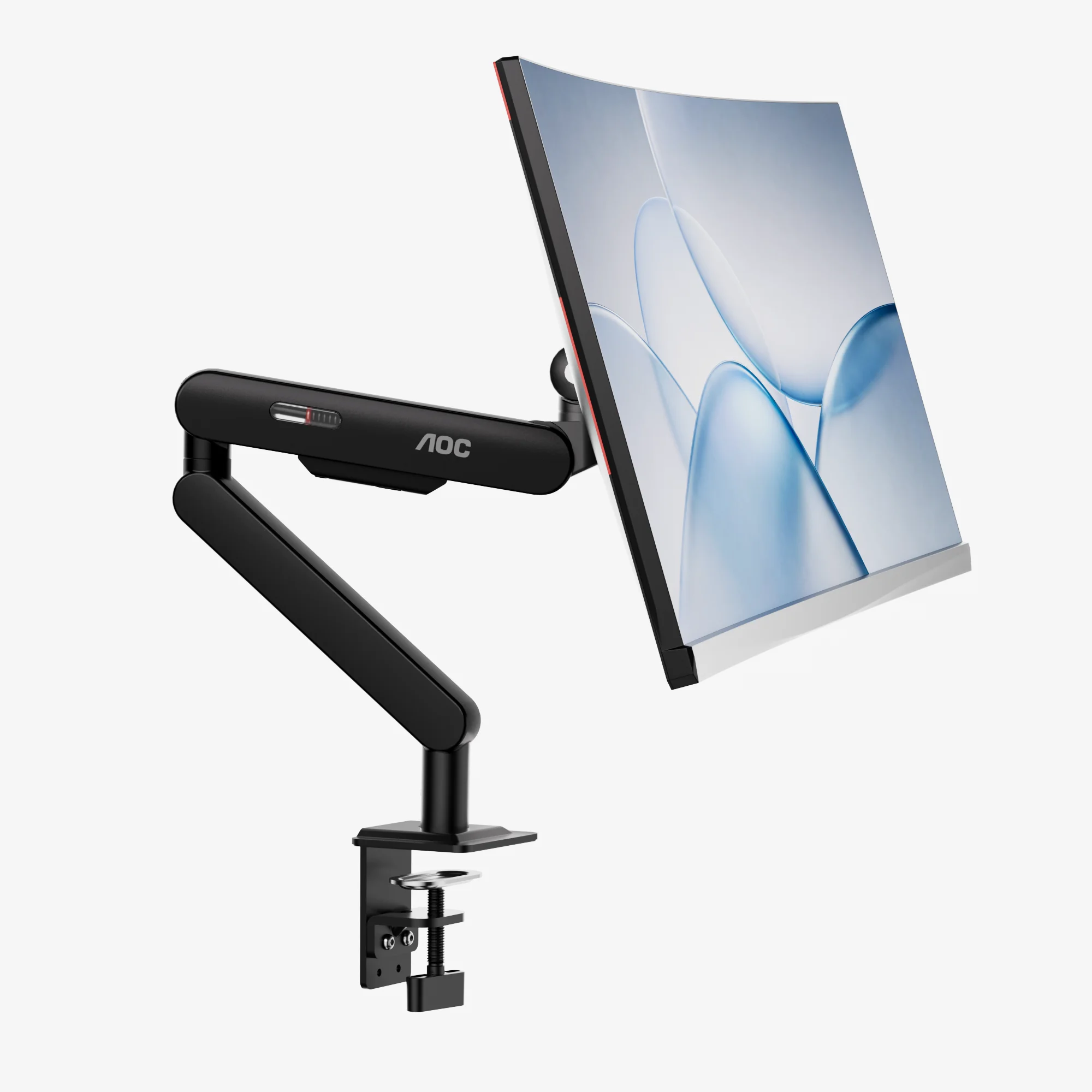 AOC AM500MAX Premium Aluminum Single Monitor Bracket Computer Bracket Adjustable Display Arm Holder Desktop Clamp Suitable 17-40 in Bearing 4-12k