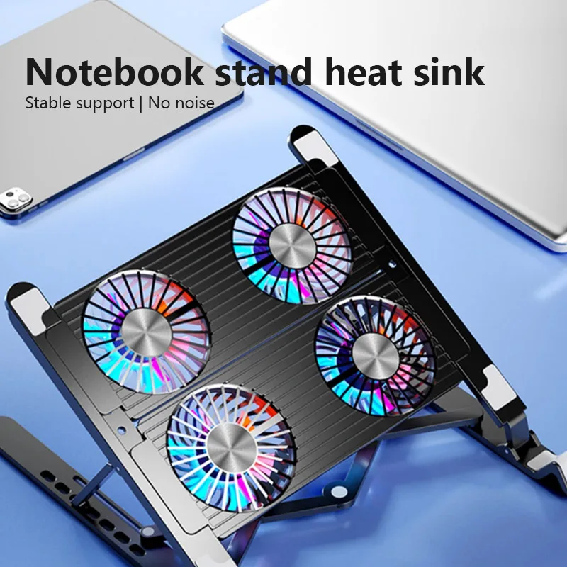 New Laptop Cooler Base Stand Foldable Laptop Cooling Pad Portable Adjustable Notebook Stand for 13-17.3 Inch with 4 Fans