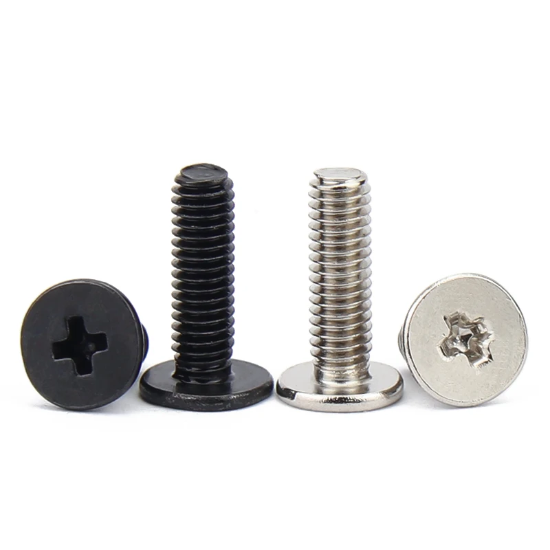 100-500pc Nickel-Plated Carbon Steel Low-Profile Wafer Head Screw M2-M4 Phillips Drive for Compact Electronics Internal Mounting