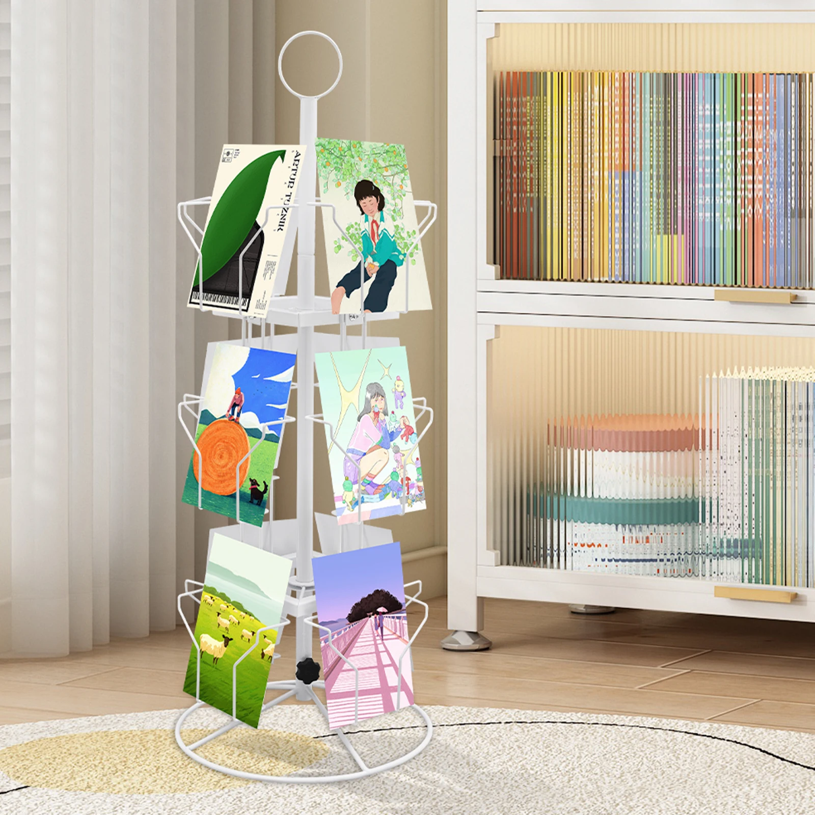 الأبيض المدرفلة على البارد الصلب 30x80 سنتيمتر ثلاث طبقات الدورية حامل بطاقات المعايدة 12 بت عرض موقف تدوير بطاقة عرض موقف #1