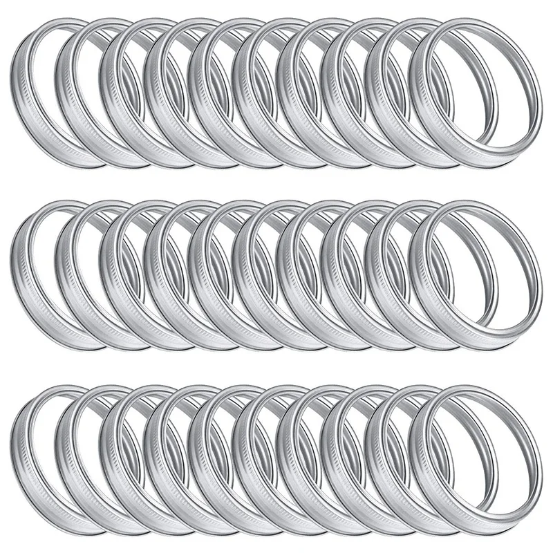 A56K 30 Pieces Wide Mouth Canning Jar Replacement Metal Rings Rust Proof Screw Bands Tinplate Metal Bands Rings 86 mm