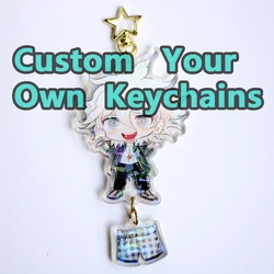 Nach Schlüsselanhänger Cartoon Llavero Schlüssel Kette Foto Angepasst Anime Charms Hologramm Klar Acryl Personalisierte Designer Schlüsselanhänger