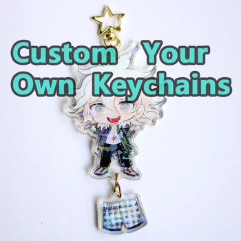 Custom Keychains Cartoon Llavero Key Chain Photo Customized Anime Charms Hologram Clear…