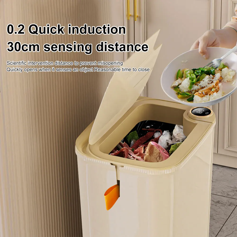 Automatic Sensor Sealed Garbage Can with Lid 20L Narrow Seam Storage Bucket 3 Modes Type C Charging for Home Kitchen Living Room