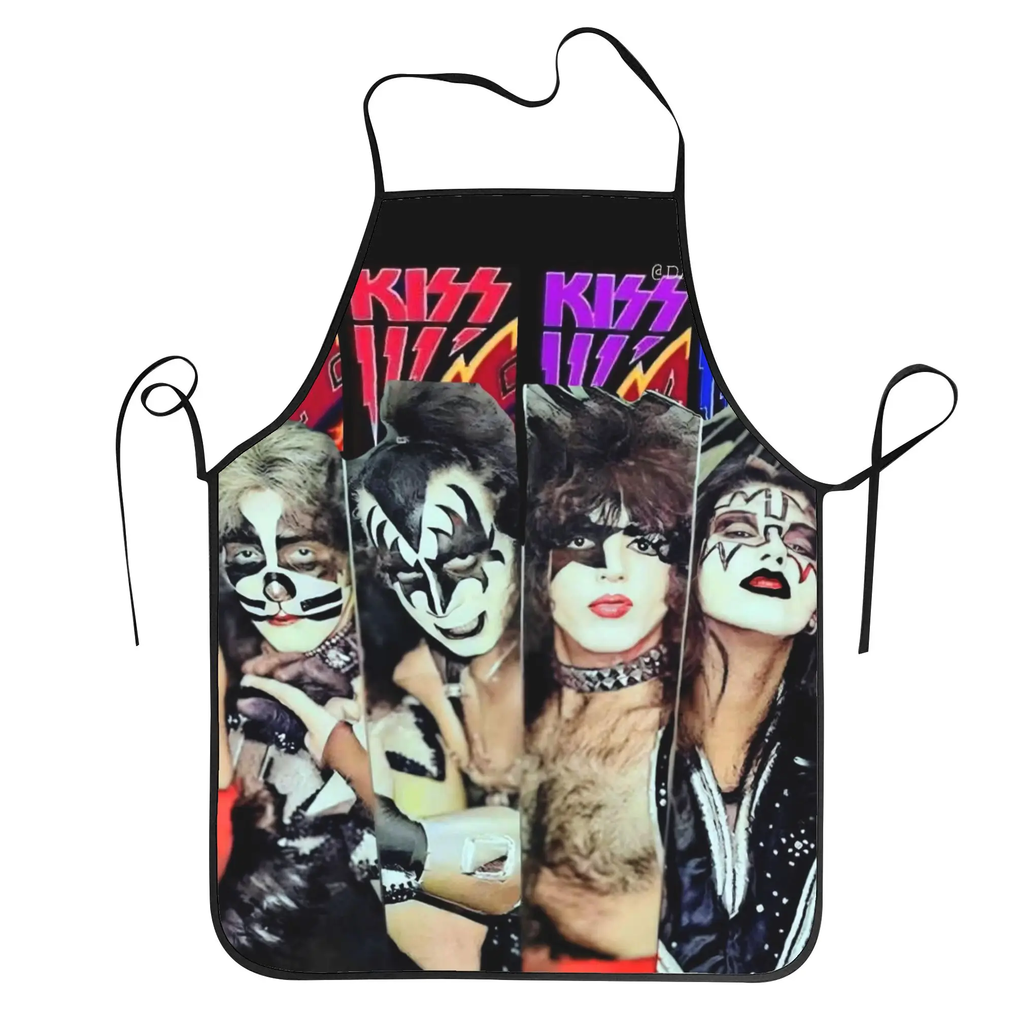

Kiss American Rock Band Apron Adult Barbecue Kitchen Accessories Cooking Custom Aprons without Pocket