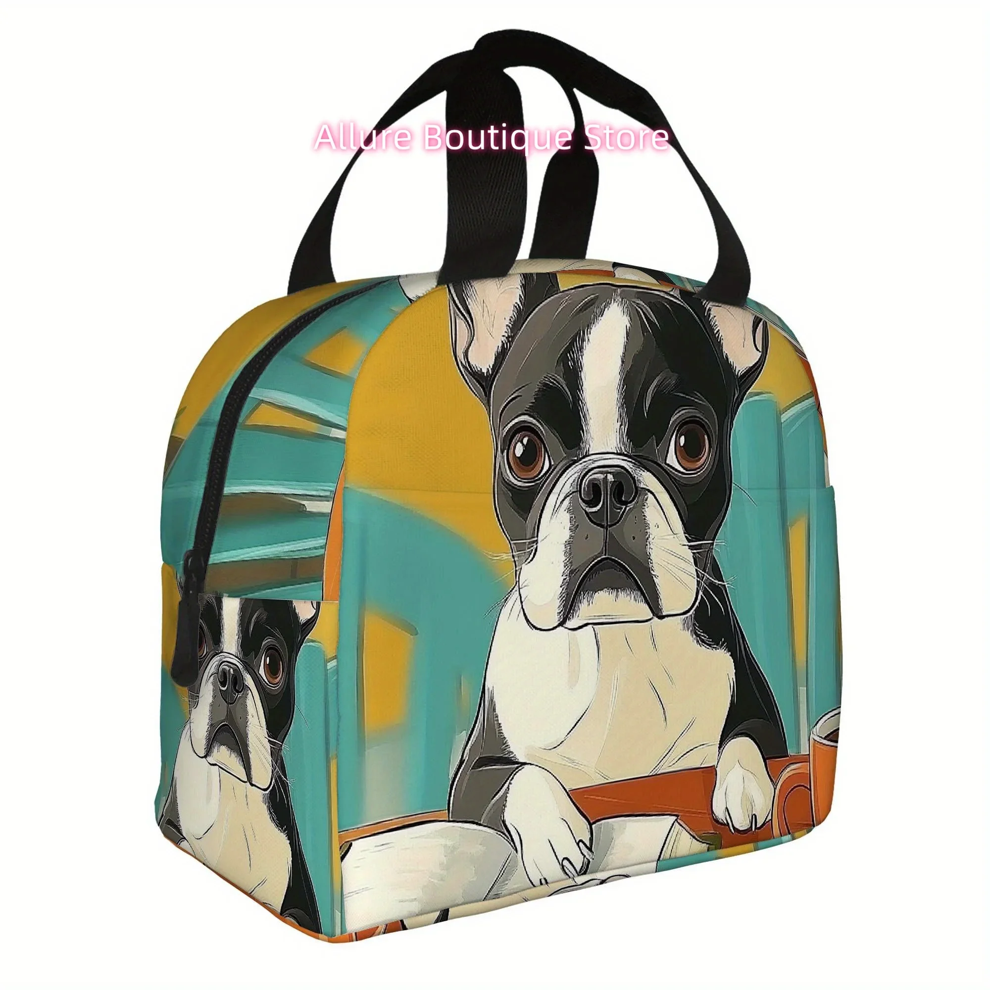 1pc, Dog Reading a Book with a Coffee Cup Nearby. Printed Thermal Insulation Bag, Not for Food Contact. Suitable for Home, Resta